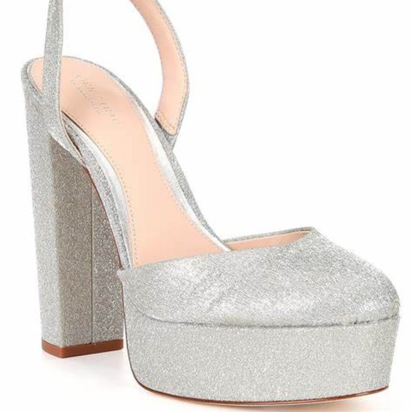Antonio Melani x Born on Fifth Liv Metallic Glitter Closed Toe Platform HEELS - Picture 1 of 7